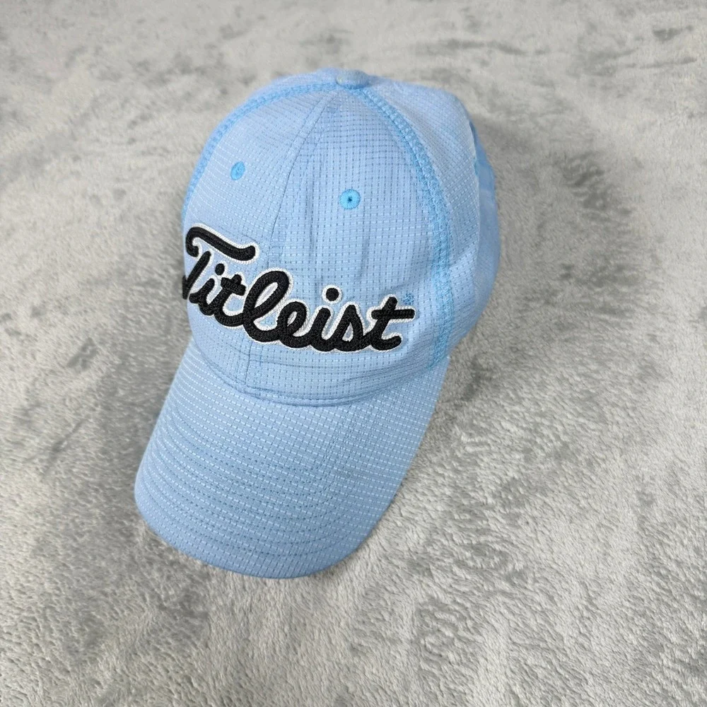 Titleist Mens OSFA Golf Hat Light Blue Adjustable Strapback Mesh